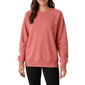 Aerie Coral Pink Raglan Sleeve Distressed Oversized Sweatshirt, Small (B7)
